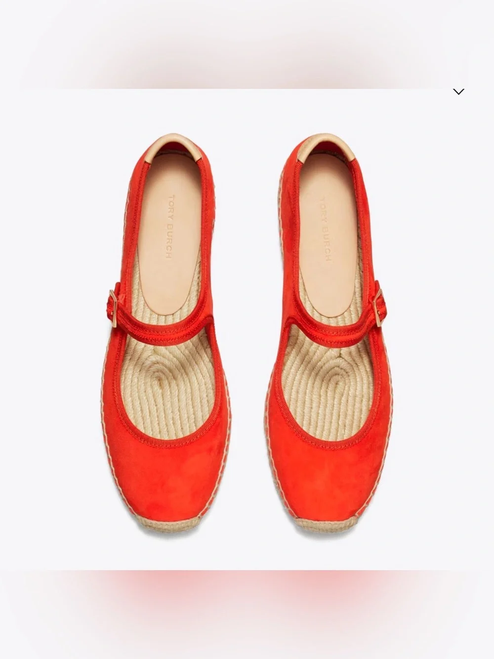 Tory Burch Suede Mary-Jane Espadrille Flats Blazing Red Size 9M